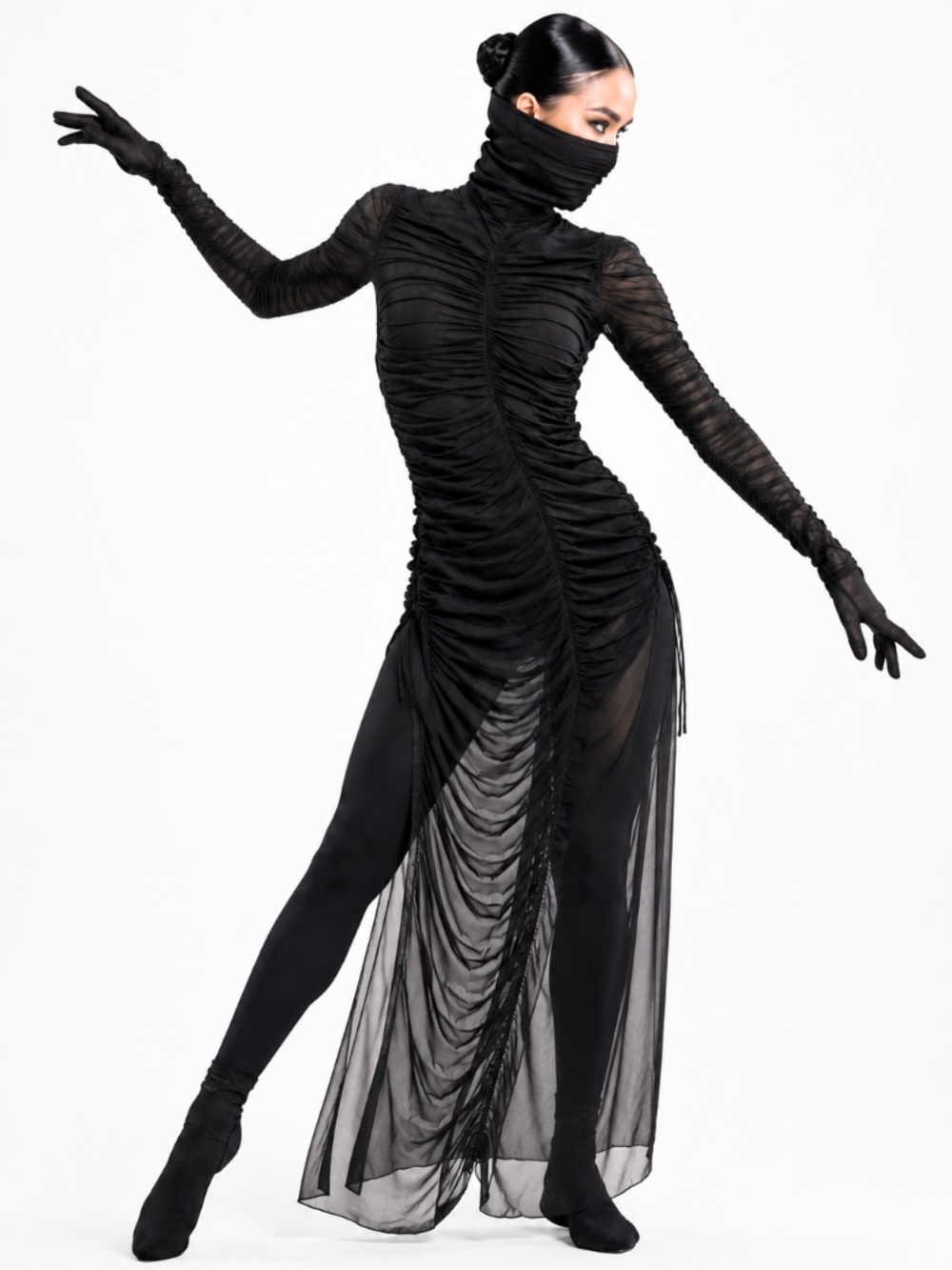Revolution Tenth House 2 Die 4 Ruched Rhiannon TD25444 Black Catsuit Dress Small